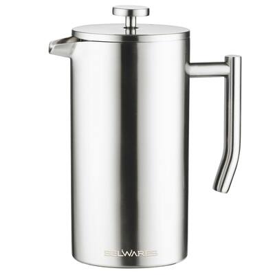 Belwares Stainless Steel French Coffee Press, With Double Wall and Extra Filters