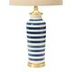 preview thumbnail 12 of 10, 16" Round Striped Ceramic and Metal Desk Lamp