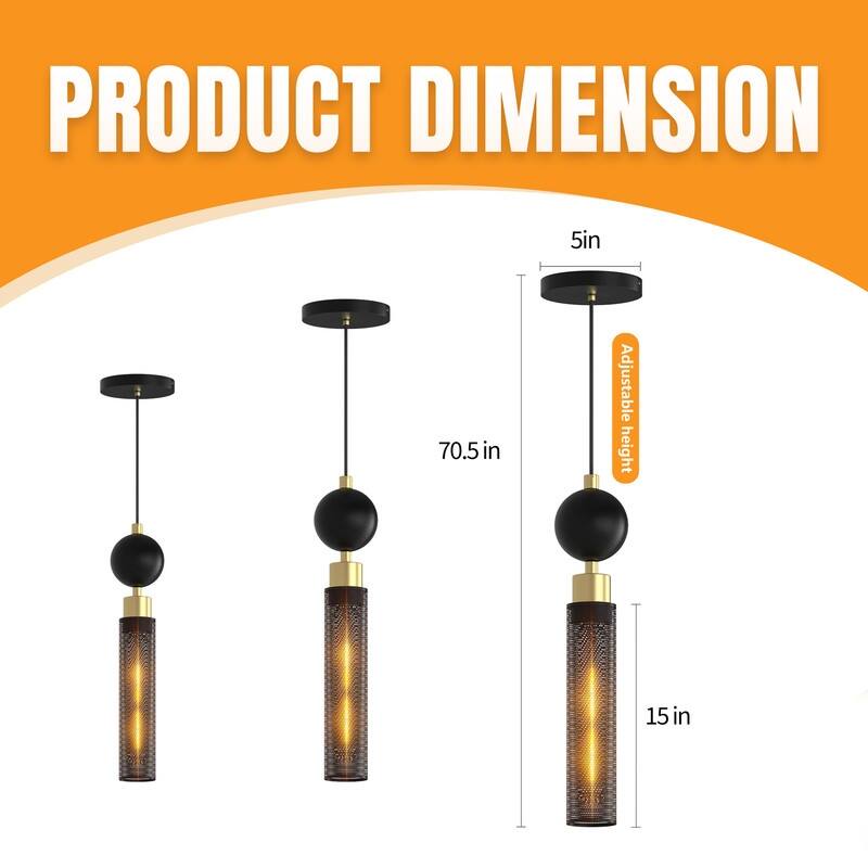 Modern Black Pendant Lights, Adjustable Hanging Lights For Kitchen Island, Dining Room, Or Bedroom (Set Of 3)