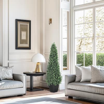 2 pcs Artificial Boxwood Tree for Home Office Indoor Outdoor Decor