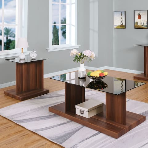 Furniture of America Demoline Glass Top 2-piece Coffee Table Set