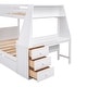 preview thumbnail 9 of 28, Twin over Full Wood Bunk Bed with Trundle, Built-in Desk, Three Storage Drawers & Shelf - Sapce-Saving Design