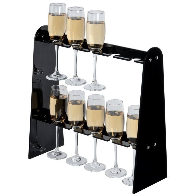Industrial Metal Wine Glass Rack Holder Stand - 16.1"D x 6.3"W x 16.1"H - Black