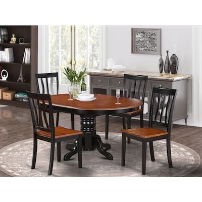 HomeStock 5-Piece Oval Black Finish Solid Wood Top Dining table with 4 Chairs