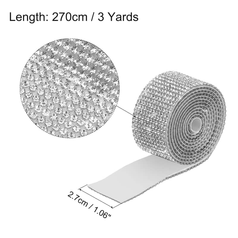 3Roll 3 Yards 8mm Diamond Ribbon White - Silver - 27mm