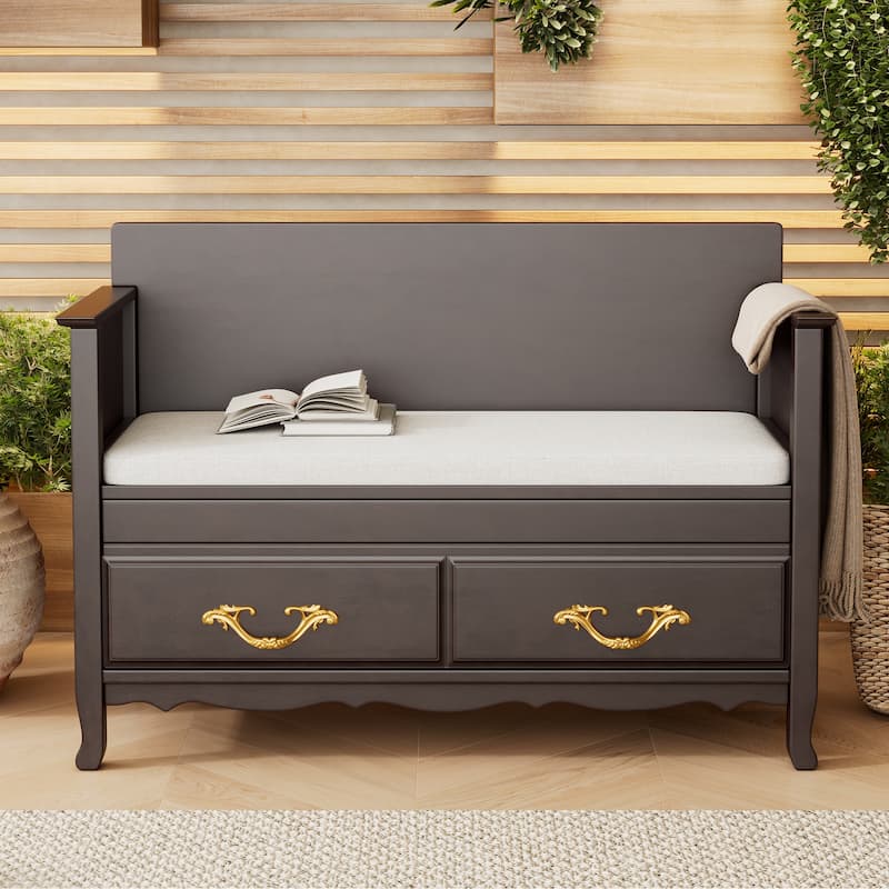 Shoe Bench with Removable Cushion & Hidden Storage