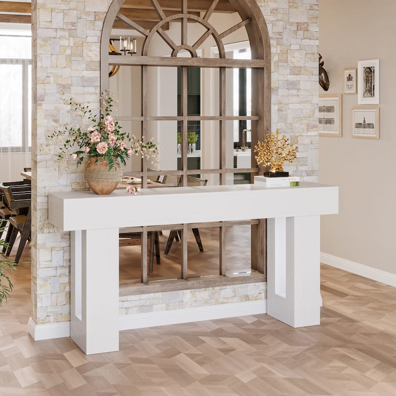 Farmhouse Console Table, 63-Inch Long Narrow Sofa Table Behind The Couch