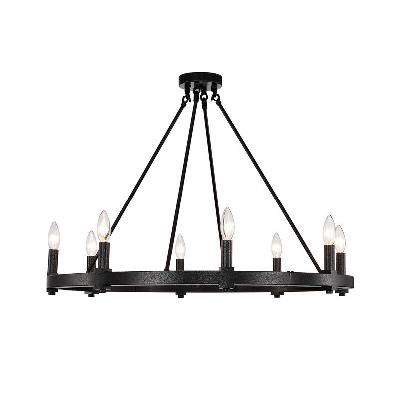 Gerrard Smith Iron 8-Light 32-Inch Wagon Wheel Chandelier