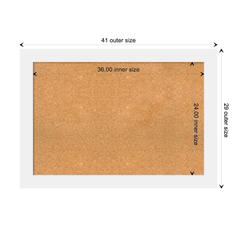 Corvino Wood Framed Natural Corkboard Bulletin Board - Corvino White - Board Size 36x24