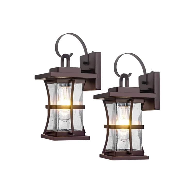 2 Pack porch light fixtures bronze wall sconce thick metal wall lights
