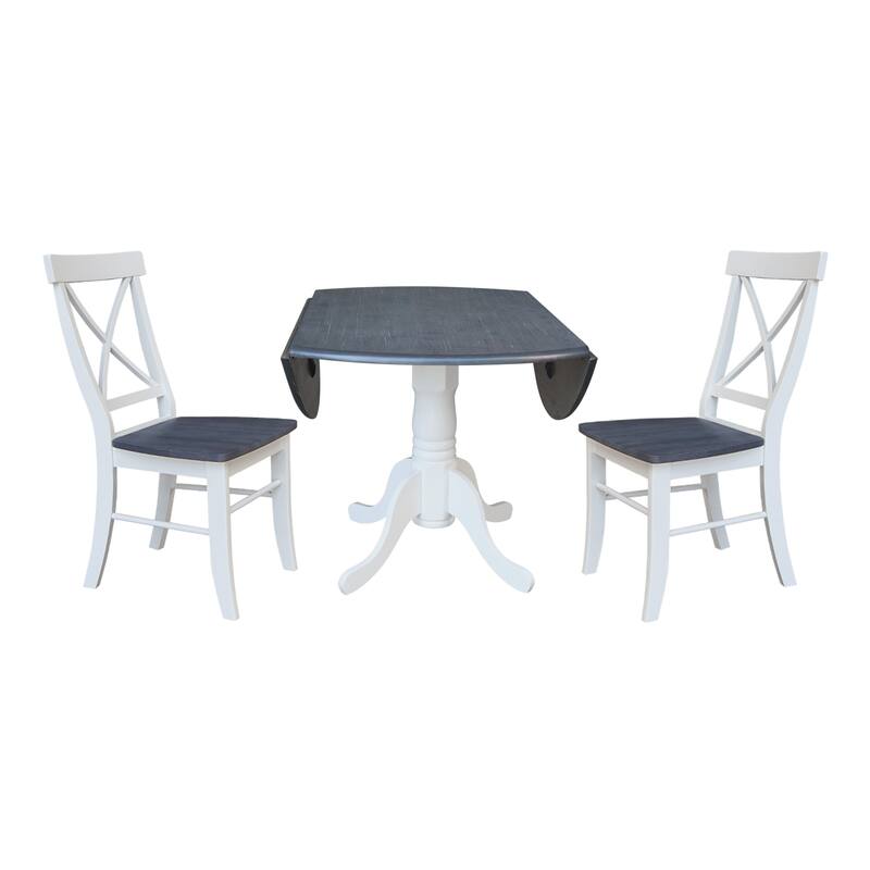 42" Dual Drop Leaf Table with X-back Chairs Set