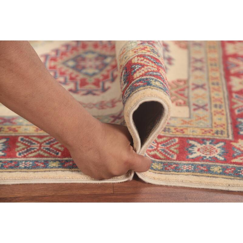 Geometric Kazak Foyer Rug Hand-Knotted Oriental Wool Carpet - 2'9" x 4'3"