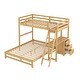 preview thumbnail 13 of 12, Modern Twin Over Full Bunk Bed With Built-in Desk And Three Drawers,Large Storage Space for Bedroom