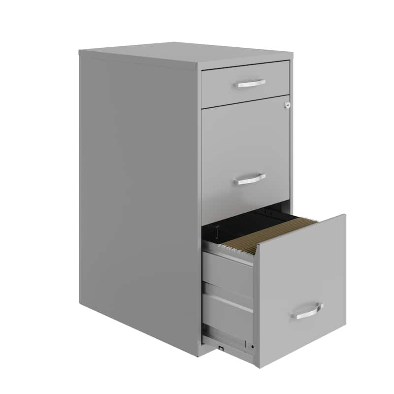 Space Solutions 18" Deep 3 Drawer Metal File Cabinet, Arctic Silver