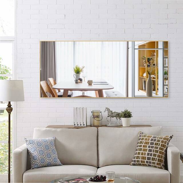 Neutypechic Huge Modern Metal Framed Floor Mirror - 71X27.6 - Gold