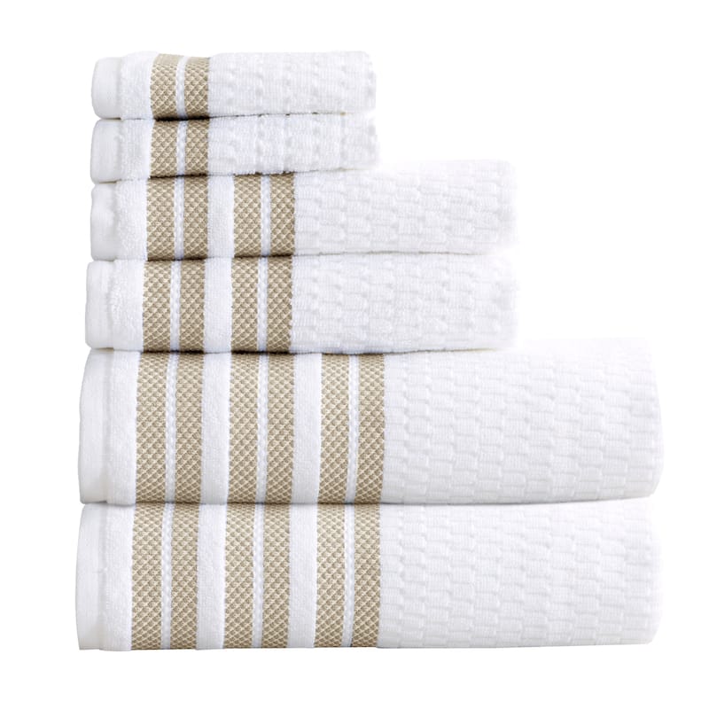 Luxurious Cotton Textured & Detailed Stripes Towel Set