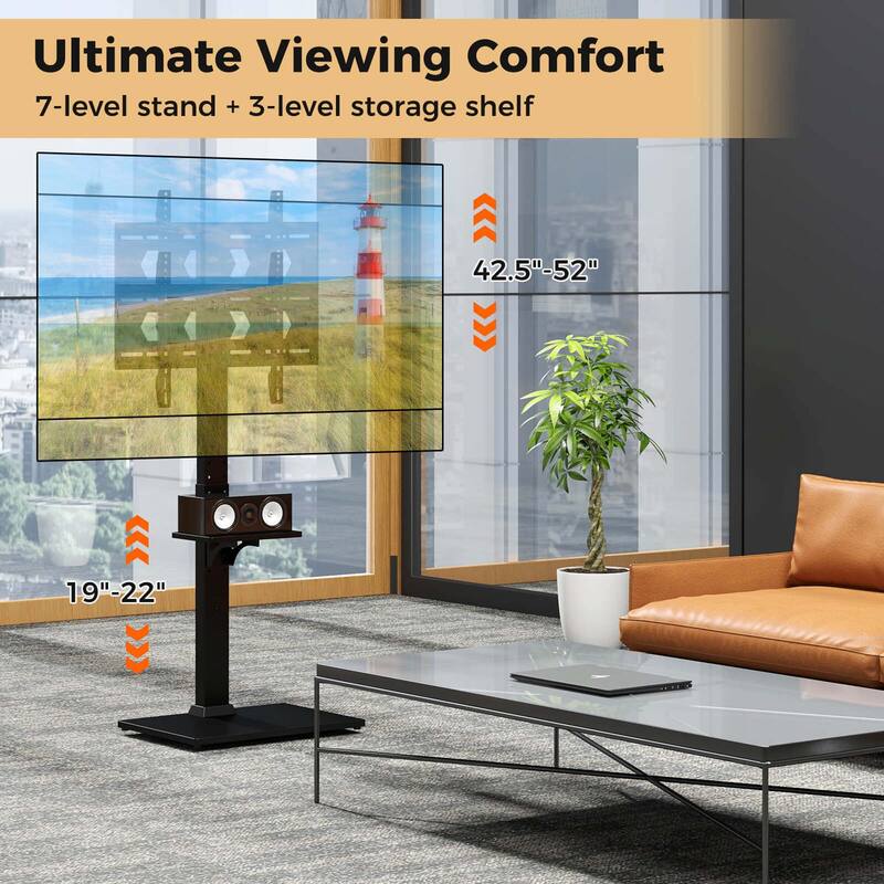 Costway Floor TV Stand with Power Outlet Height Adjustable Tall TV - See Details