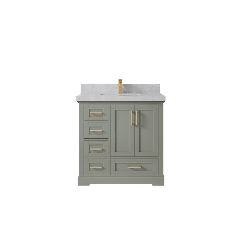 Willow Collections 36 x 22 Boston Center Sink Right Bathroom Vanity with Countertop