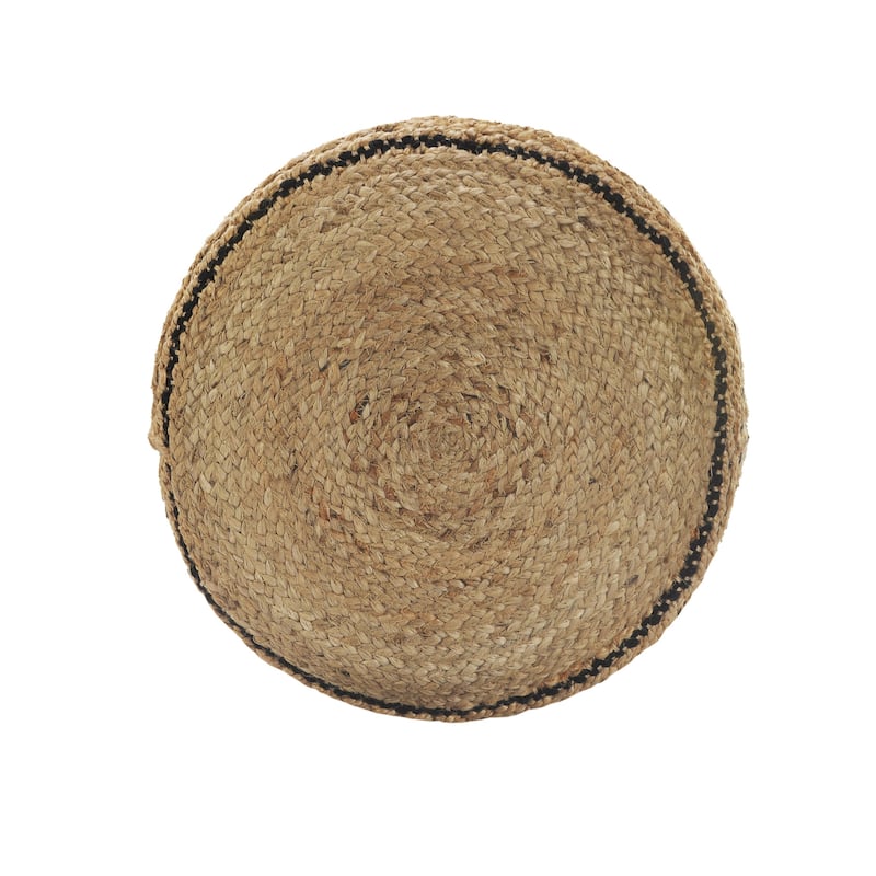 HomeRoots 18" Tan Geometric Pouf Ottoman