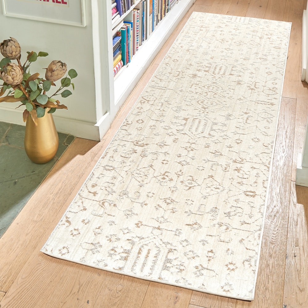 Gertmenian Sydney Light Toned Cream Ivory Moroccan Bohemian Soft Polyester Indoor Area Rug Collection