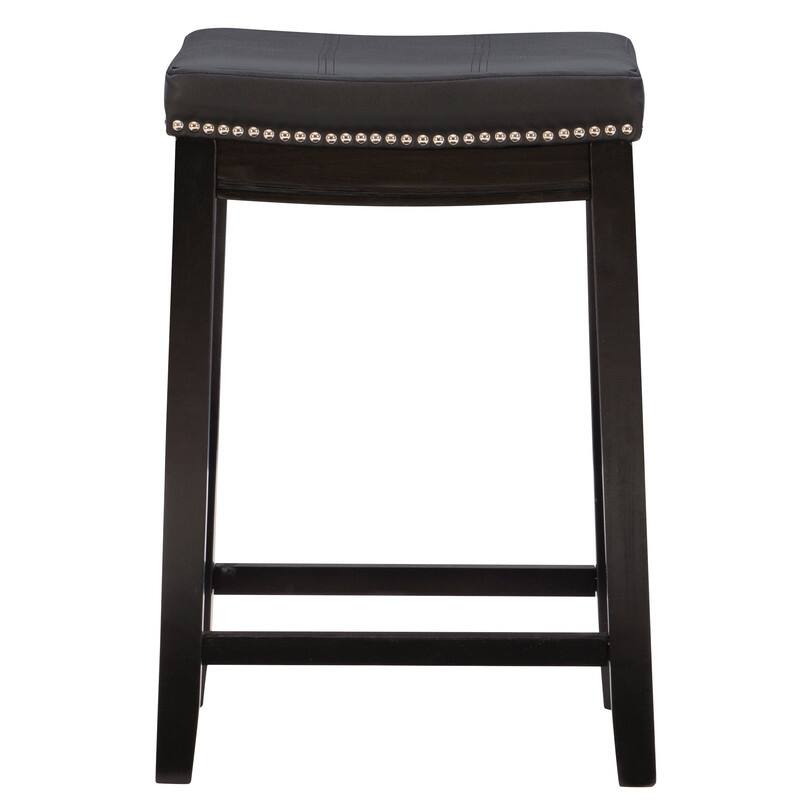 Linon Willamette Black Faux Leather Backless Counter Stool