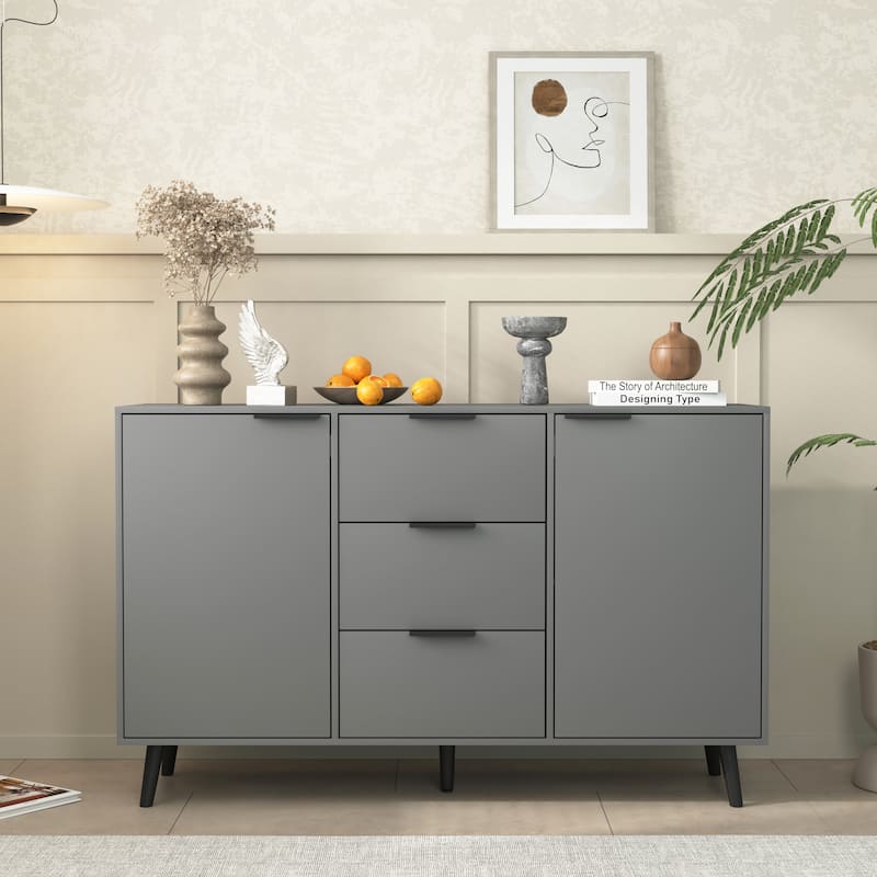 Sideboard Buffet Cabinet with 3 Drawers and 2 Doors