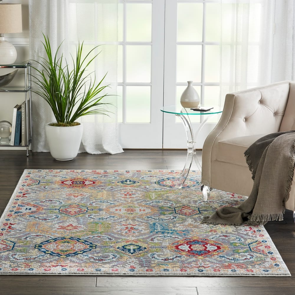 Porch & Den Mueller Vintage Grey/Multicolor Persian Area Rug