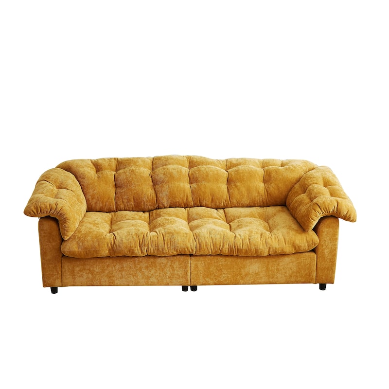99.2" Fabric Modern Classic 3-Seater Sofa, Solid Wood Frame & Plush Cloud Cushioning