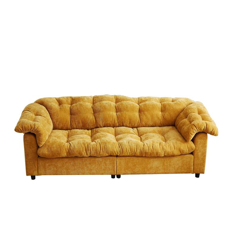 99.2" Fabric Modern Classic 3-Seater Sofa with Plush Cushions