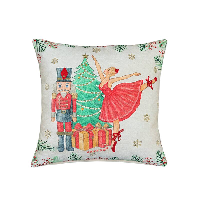 Vibhsa Alpine Holiday Joyful Birds Holiday Pillow, 20" x 20"