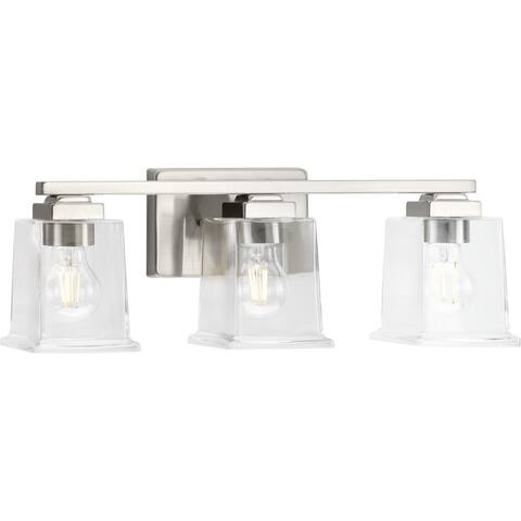 Gilmour Collection Three-Light Brushed Nickel Clear Glass Vanity Light - 20.12 in x 5.5 in x 7 in