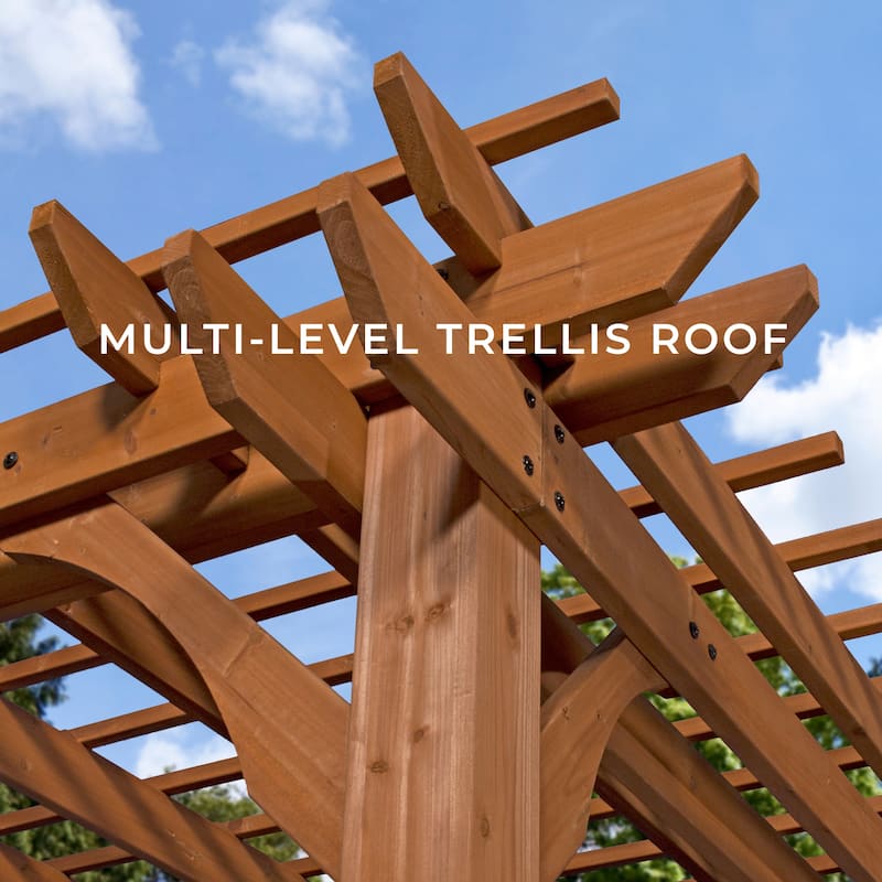 Backyard Discovery Beaumont 12'x10' Cedar Wood Pergola w/ Trellis Roof