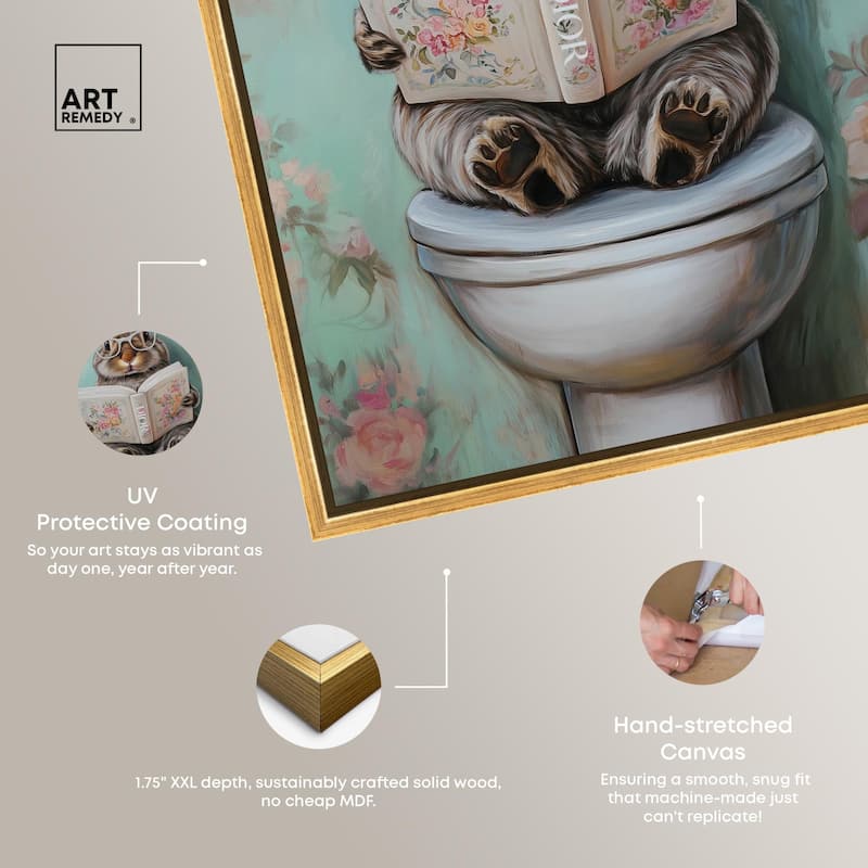 Petite Floral Toilet Bunny Canvas by Art Remedy