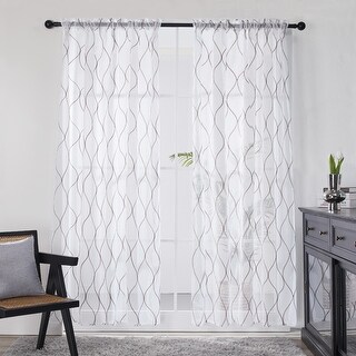 Deconovo Rod Pocket Sheer Curtains Pair(2 Panel)