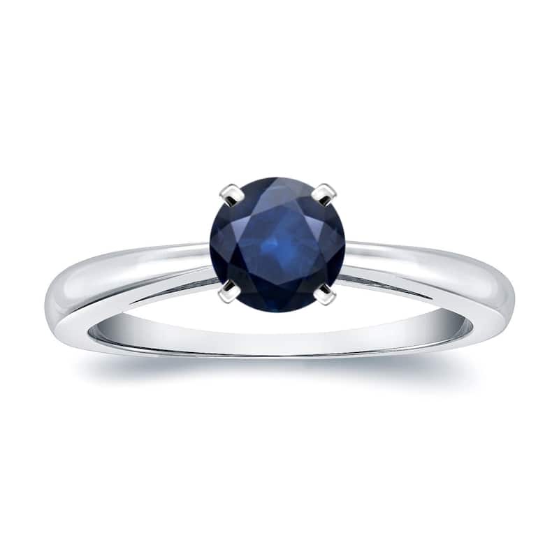 Auriya 14k Gold Sapphire Solitaire Engagement Ring 1/2ct TGW - 4 - White - White