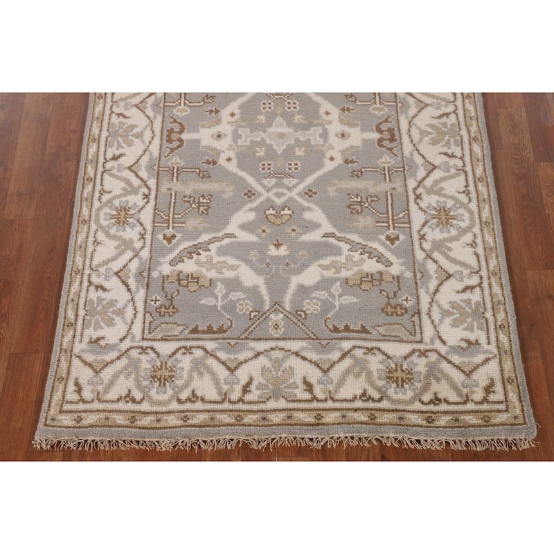 Transitional Oushak Oriental Area Rug Hand-Knotted Wool Carpet - 3'11"x 5'10"