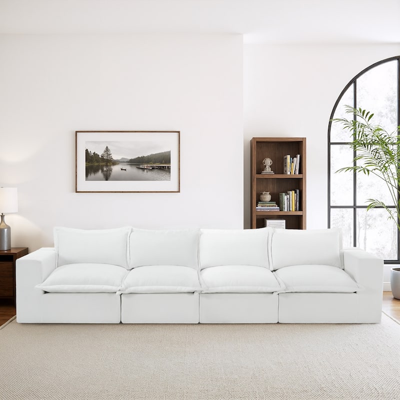 Comfy Cloud Couch Plush Modular Sectional Sofa For Living Room - Beige/4 piece - Symmetrical