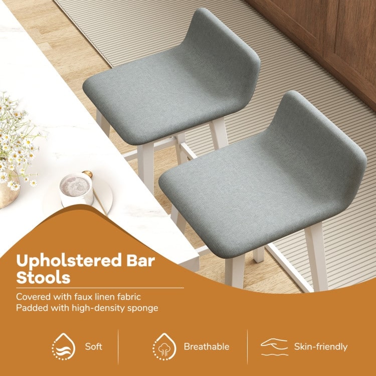 Low-Back High-Top Chairs with Padded Seat and Rubber Wood Legs - 20" x 16.5" x 29"