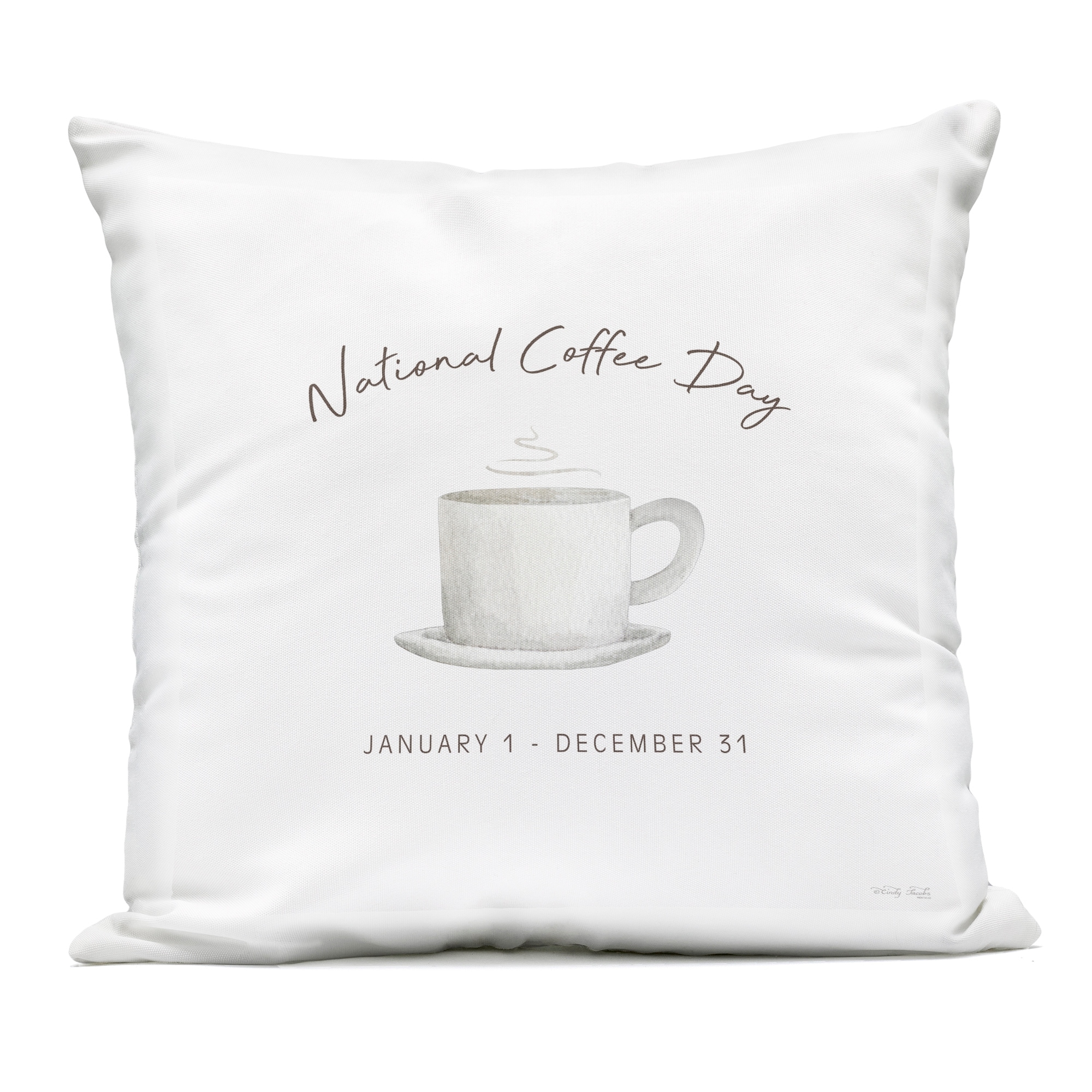 Stupell Everyday National Coffee Day Decorative Printed Outdoor Throw Pillow Design by Cindy Jacobs