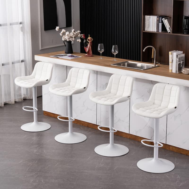 Modern Adjustable Swivel Bar Stools Counter Height Set of 2