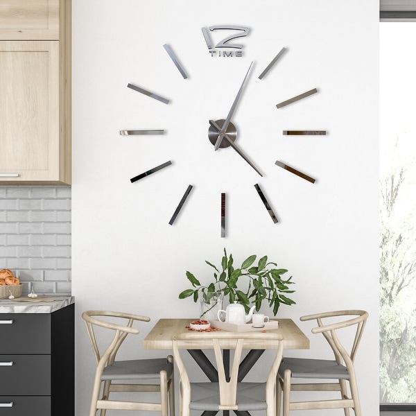 Walplus Wall Sticker Giant Silver Clock Clock Mechanism Minimalist