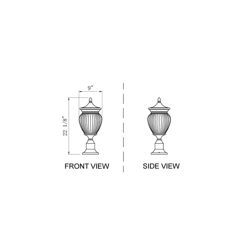 Davina 3 Light Outdoor Pier Mounted Fixture in Black
