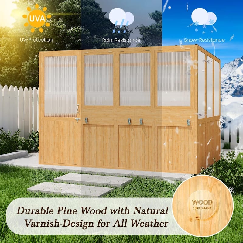 AECOJOY Heavy Duty Wood Greenhouse, Greenhouses for Outdoors with Openable Window & Lockable Door
