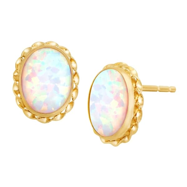 Created Opal Stud Earrings In 14k Gold Free Shipping Created Opal Stud Earrings In 14k Gold Free Shipping