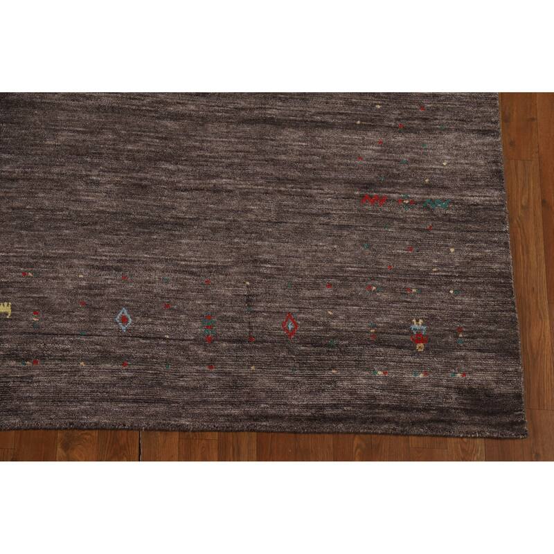 Hand Knotted Oriental 100% Wool Carpet Tribal Tribal Brown Gabbeh Area Rug - 9' 11'' X 8' 0''