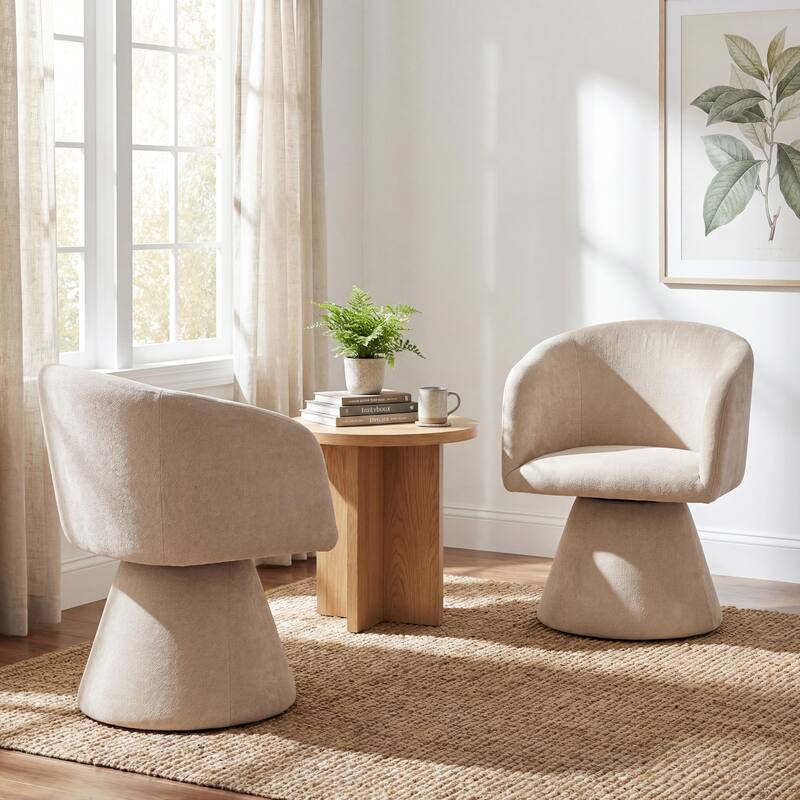 Christopher Knight Home - 180° Swivel Upholstered Dining Chairs with Metal Frame (Set of 2)