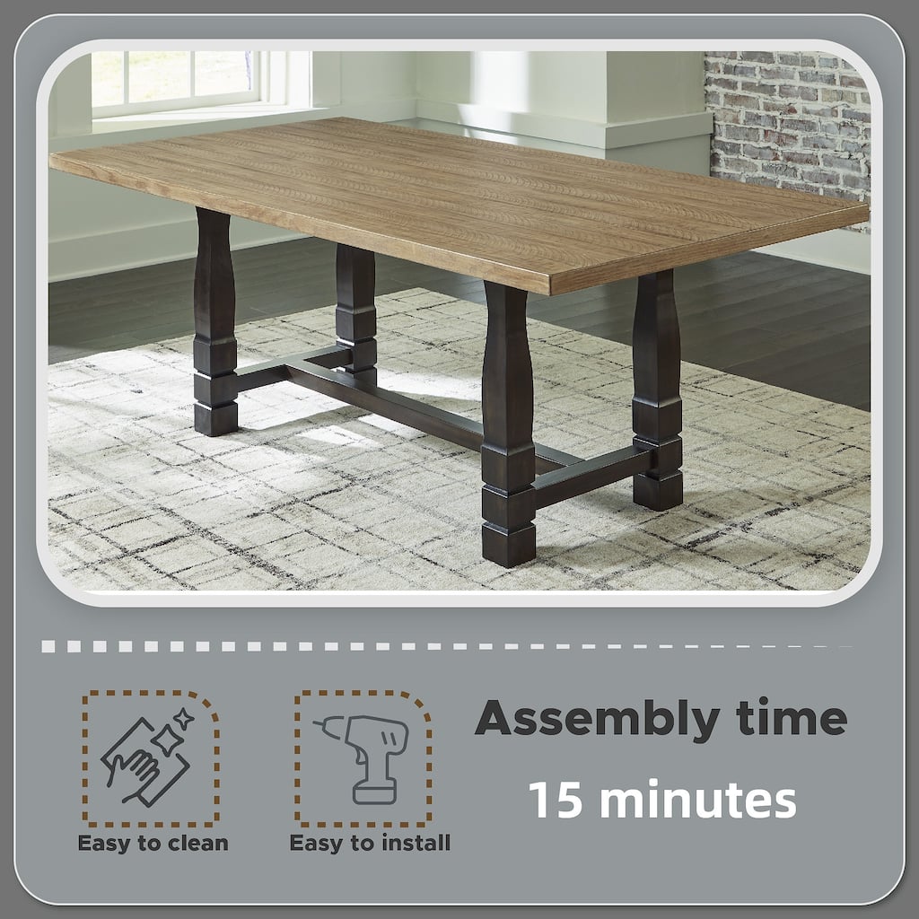 Signature Design by Ashley Charterton Two-tone Brown Dining Table - 82"W x 42"D x 30"H
