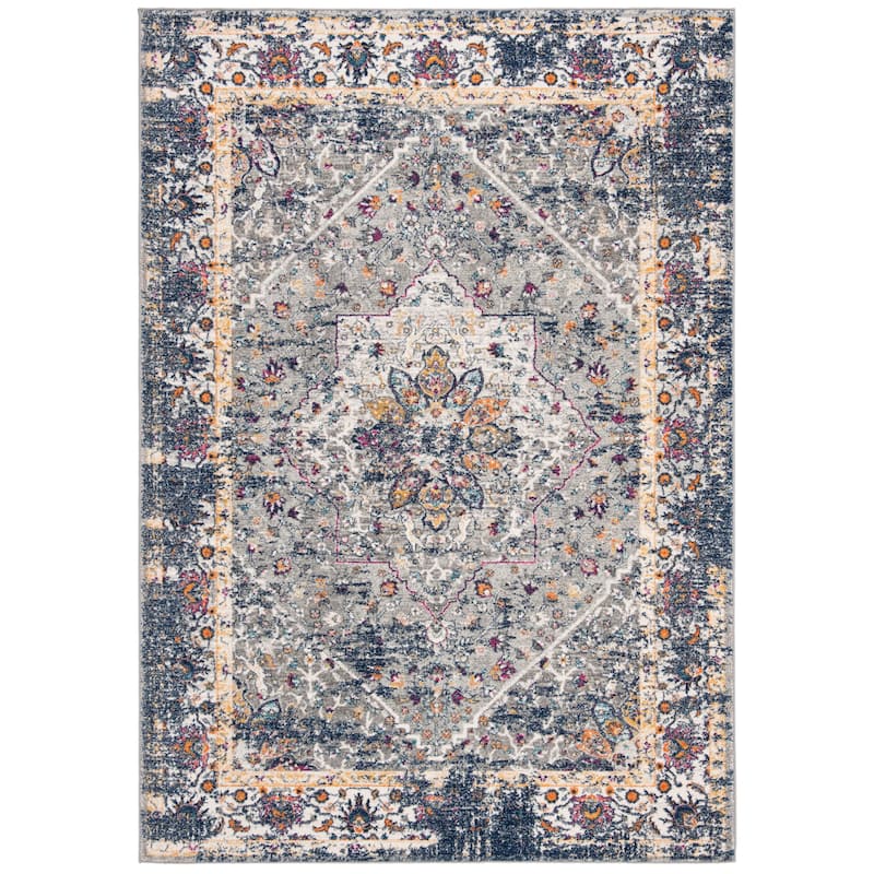 SAFAVIEH Evoke Slavenka Vintage Boho Medallion Rug - 6'7" x 9' - Grey/Navy