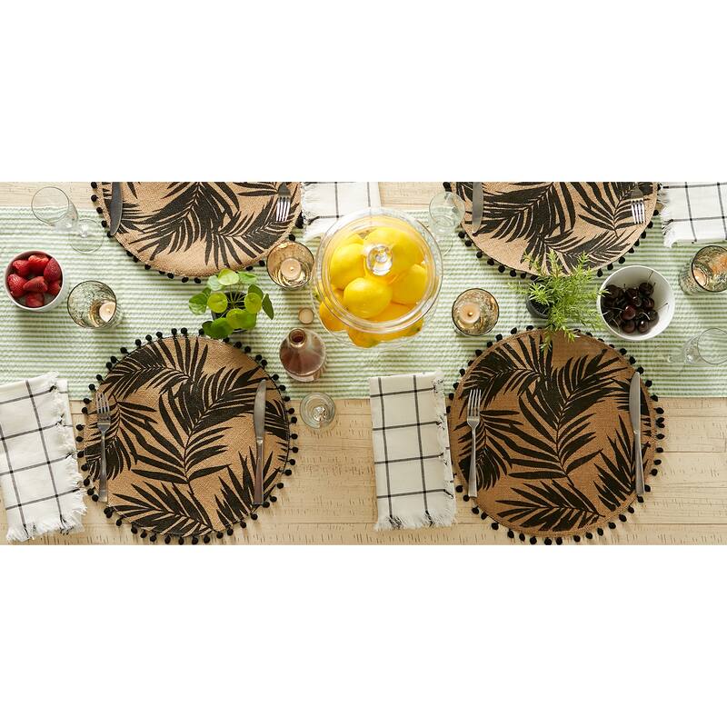 DII Block Print On Natural Round Jute Placemat (Set of 6)
