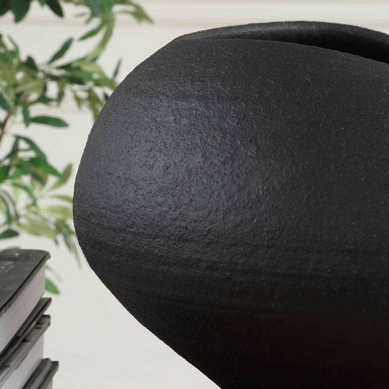 Uttermost Nocturne Textured Black Bowl - 14"W x 14"D x 9"H